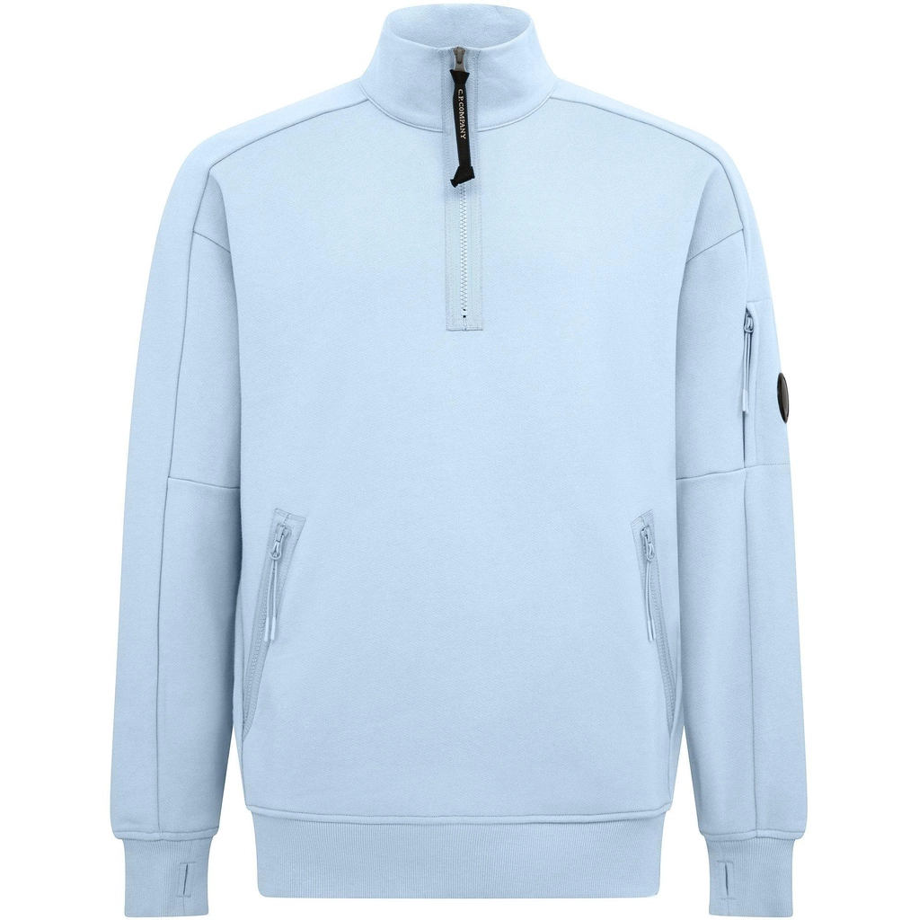 CP Company Lens Arm Quarter Zip Sweatshirt - Strlght Blu 806